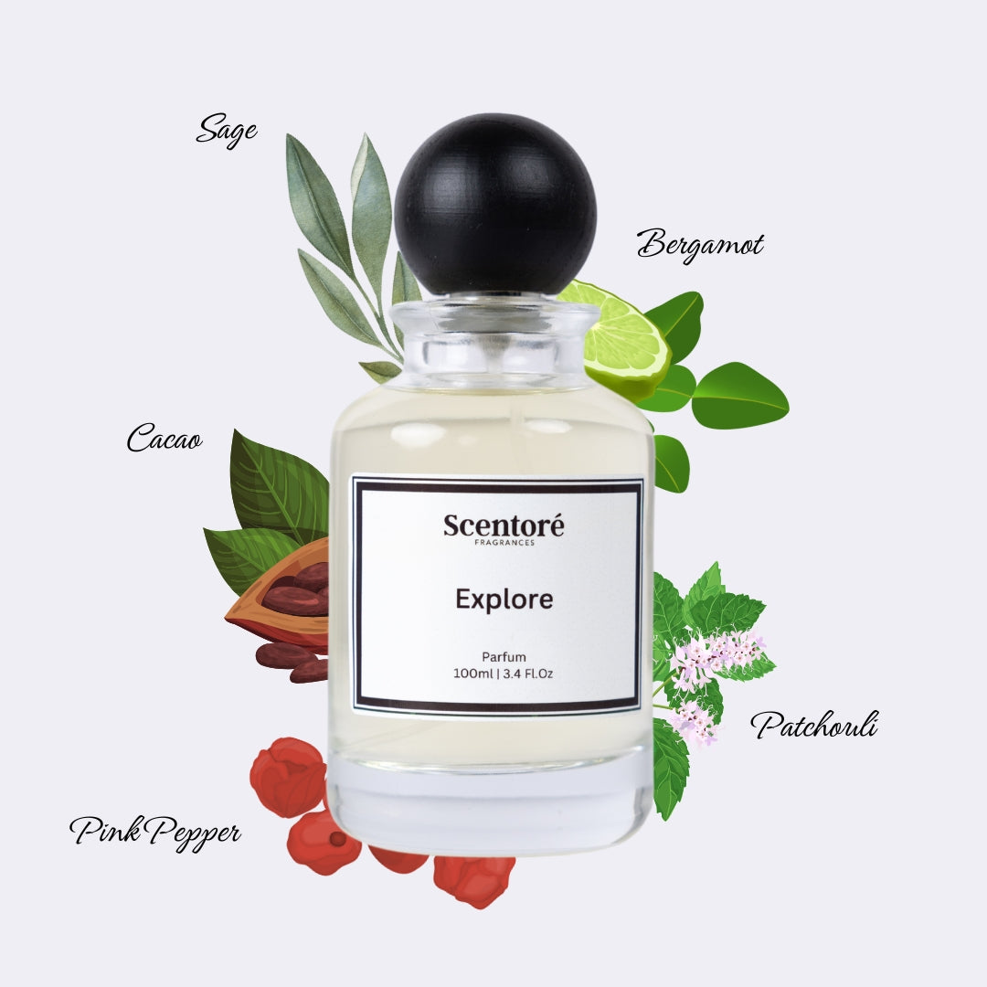 Explorer inspired perfume by Scentore – long lasting woody musky men’s fragrance bottle