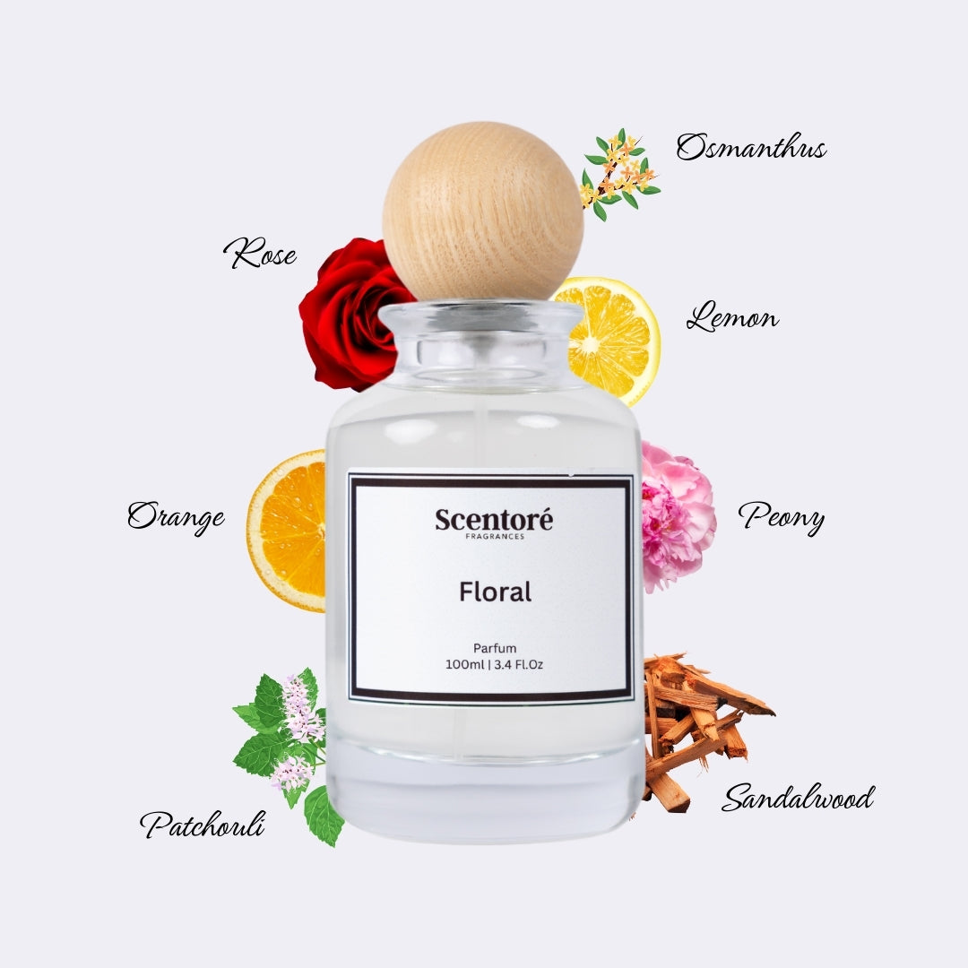 Floral inspired perfume by Scentore – long lasting fresh floral women’s fragrance bottle