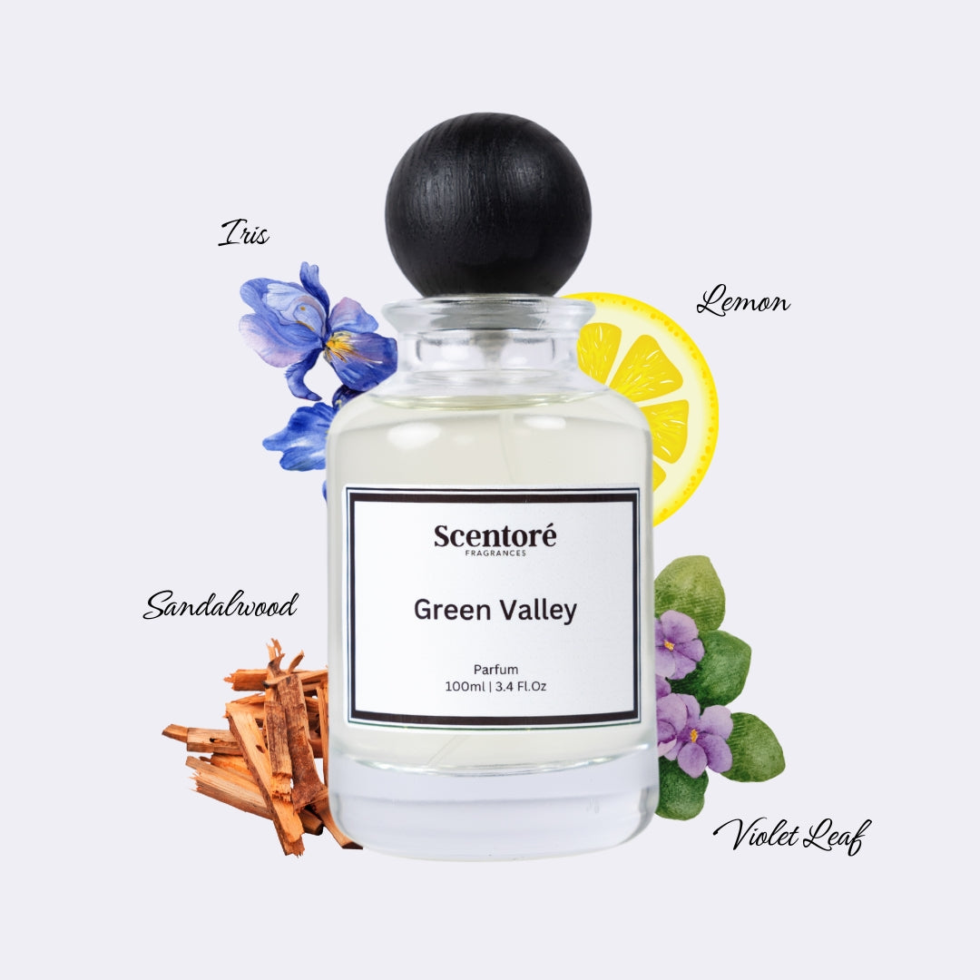 Green Irish Tweed inspired perfume by Scentore – long lasting fresh green men’s fragrance bottle
