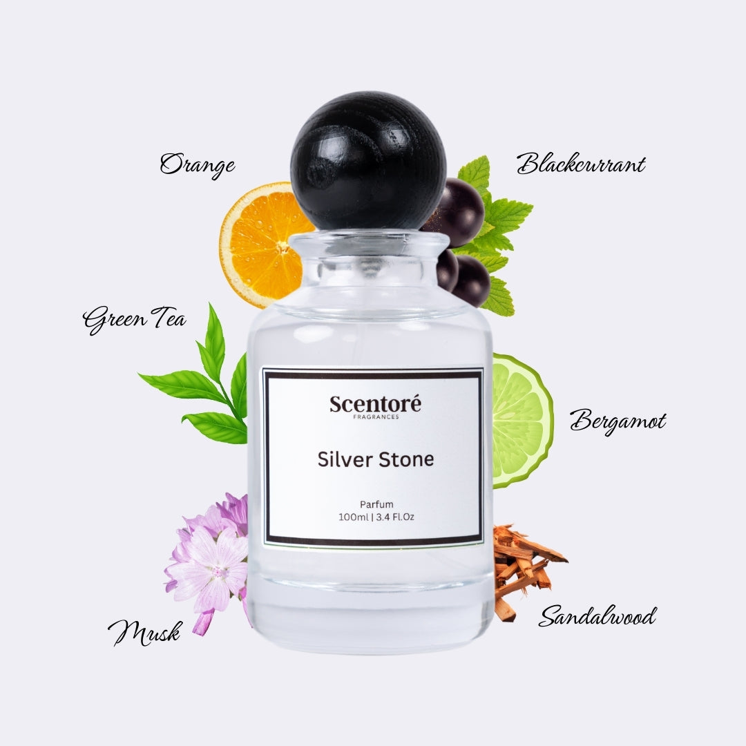 Silver Mountain Water inspired perfume by Scentore – long lasting fresh green unisex fragrance bottle